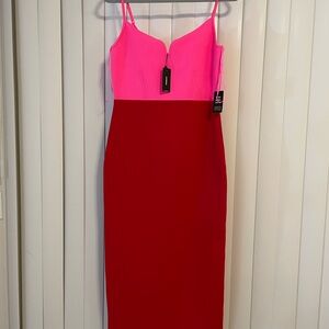 Express Body Contour Color Block V-Wire Sleeveless Midi Sweater Dress